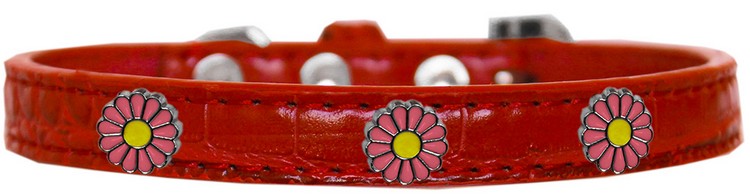 Pink Daisy Widget Croc Dog Collar Red Size 10